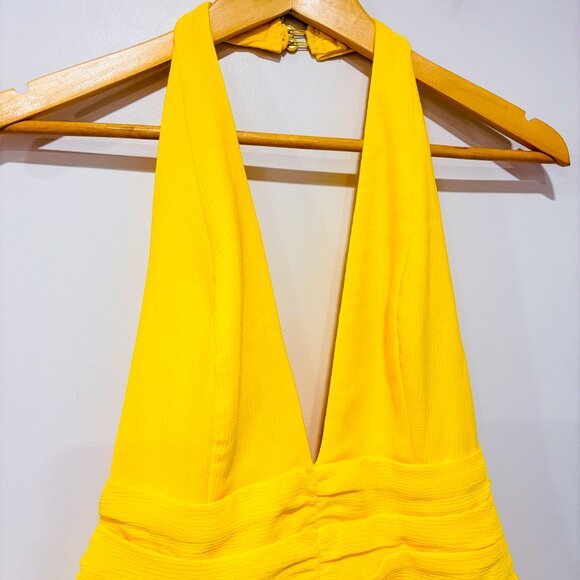 NBD Tweets Yellow Ruffled Open-Back Halter Mini Dress | Medium * - Picture 5 of 9